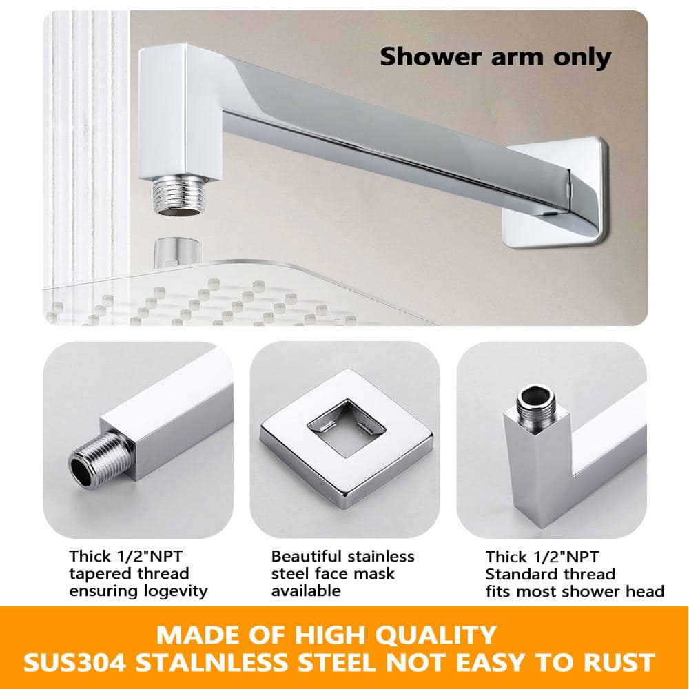 12" Chrome Ceiling Mount Shower Arm