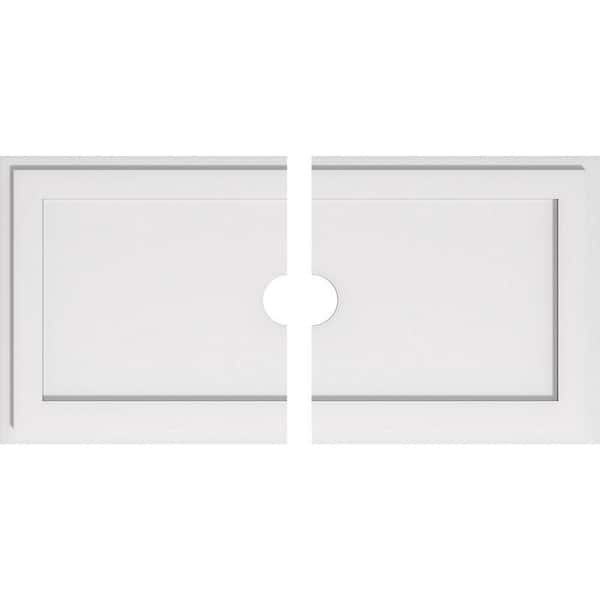 Ekena Millwork 34 in. W x 17 in. H x 3 in. ID x 1 in. P Rectangle Architectural Grade PVC Contemporary Ceiling Medallion (2-Piece)