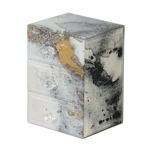 Maura Marbled Glass Jewelry Box with Gold Accents