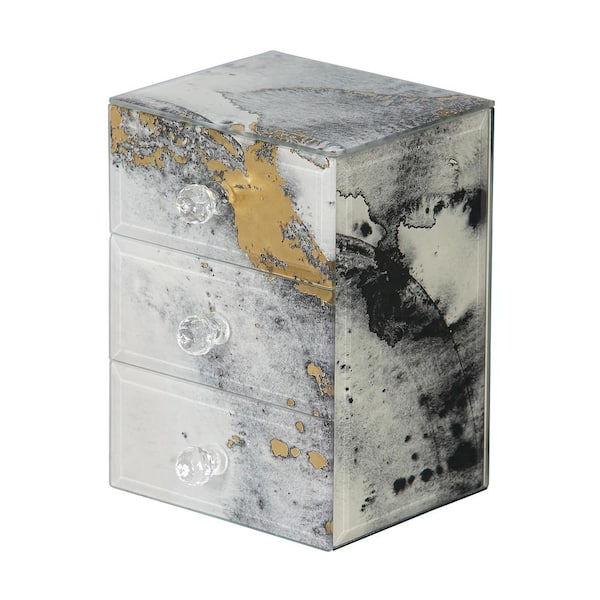 Mele & Co Maura Marbled Glass Jewelry Box with Gold Accents