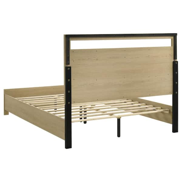 Coaster Hendricks Queen Panel Headboard Platform Bed Light Oak