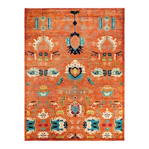 Serapi One-of-a-Kind Traditional Orange 8 ft. x 10 ft. Hand Knotted Tribal Area Rug