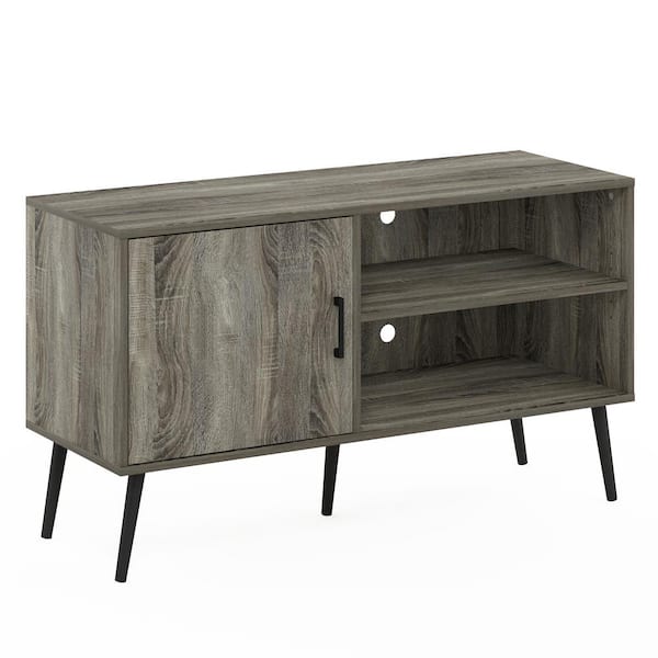 Furinno Claude 43.3 in. French Oak Grey TV Stand with A Cabinet and 2-Shelves Fits TV's up to 45 in. with Cable Management 19111GYW