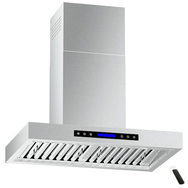 36 in. 900 CFM Ducted Wall Mount Range Hood with Remote, Touch Control LCD, Long-Term Warranty in Stainless Steel