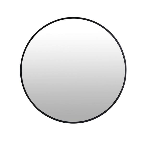 Unbranded 24 in. W x 24 in. H Round Framed Wall Mount Bathroom Vanity Mirror in Black
