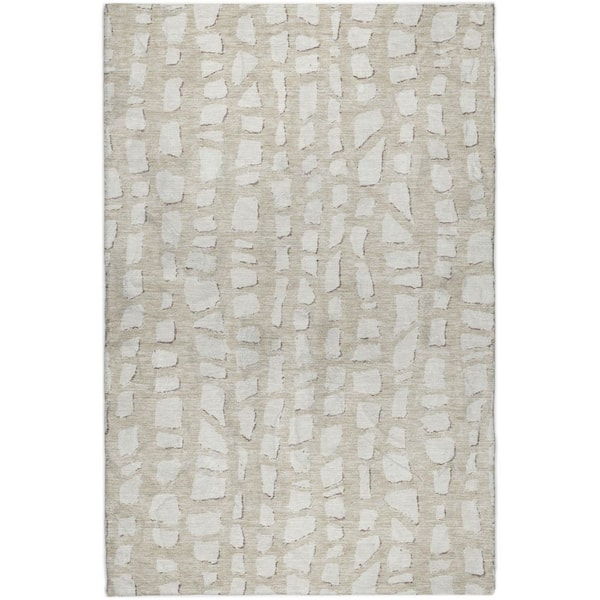 Dream Shag Premium Machine Washable Abstract ADS754 Beige 10 ft. x 14 ft. Area Rug
