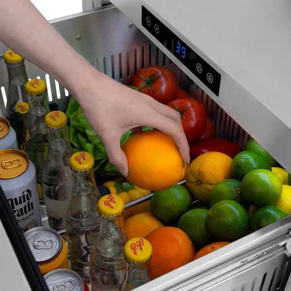 Touchstone 24 in. 4.6 cu. ft. Panel-Ready Drawer Refrigerator with Custom Door and Polished Gold Handles