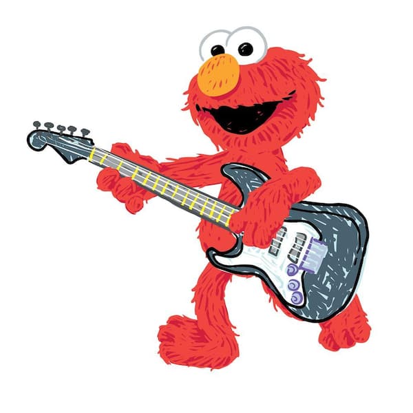 Unbranded 18 in. x 40 in. Sesame Street - Elmo Rock n Roll Guitar 17-Piece Peel and Stick Giant Wall Decal-DISCONTINUED