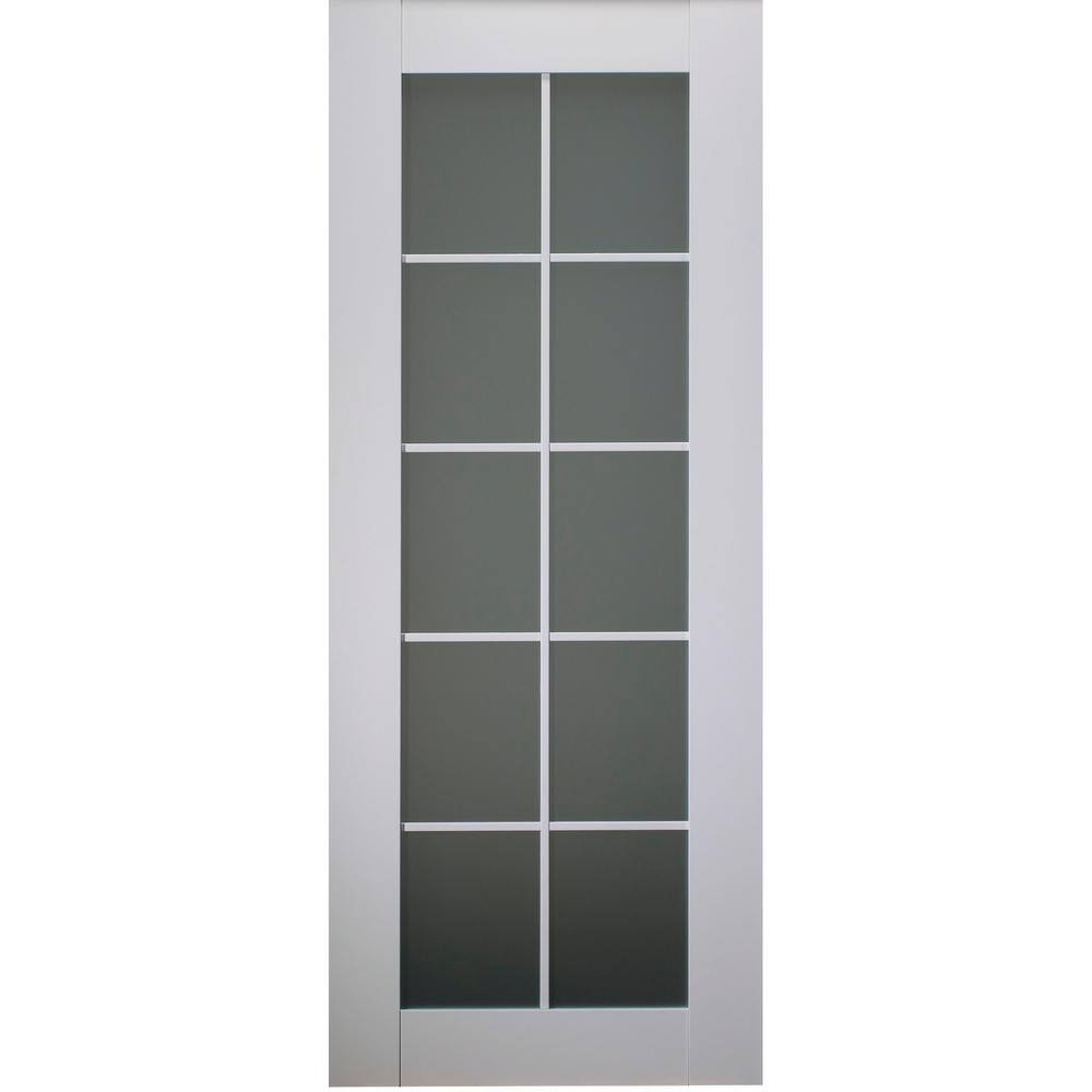Polar White 30" x 84" Tempered Frosted Glass Solid Core Door Slab