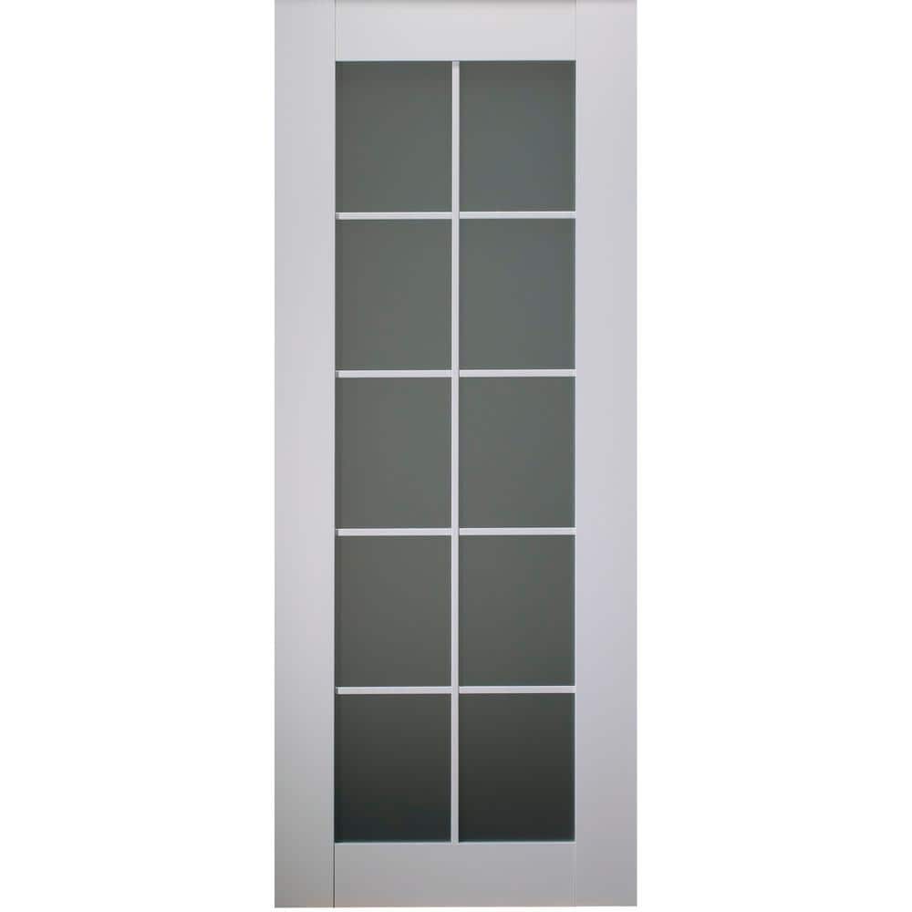 Polar White Frosted Glass 10-Lite Interior Door Slab