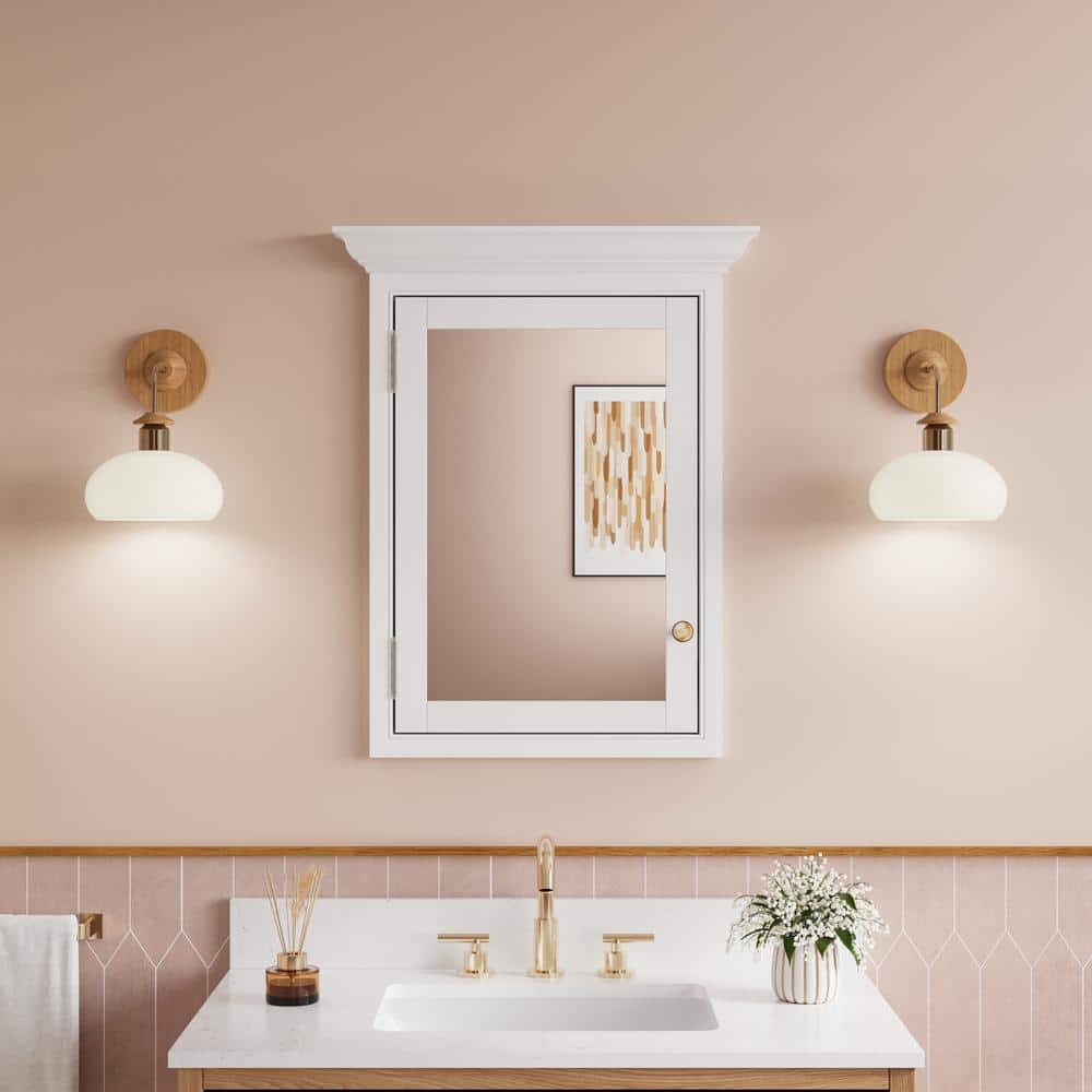 24 in. W x 30 in. H Rectangular White Solid Wood Medicine Cabinet with Mirror, 7-Layers Paint, Recessed, Assmebled price history on PriceWatchPro