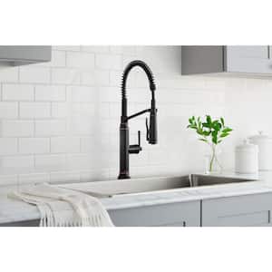 Linscott Single-Handle Coil Springneck Pull-Down Sprayer Kitchen Faucet in Oil Rubbed Bronze