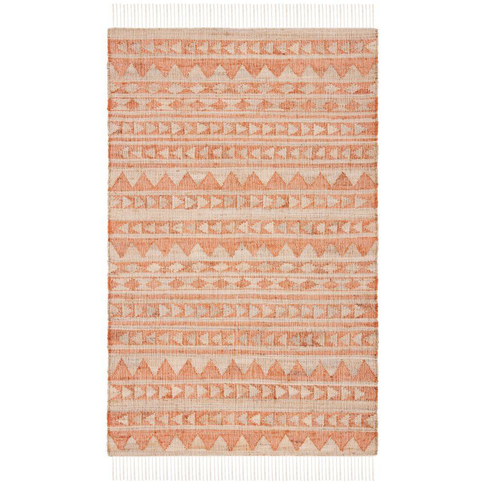 Natural and Rust Wool Handmade 8' x 10' Area Rug