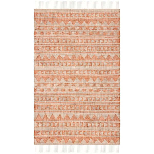 Kilim Natural/Rust 8 ft. x 10 ft. Native American Striped Area Rug