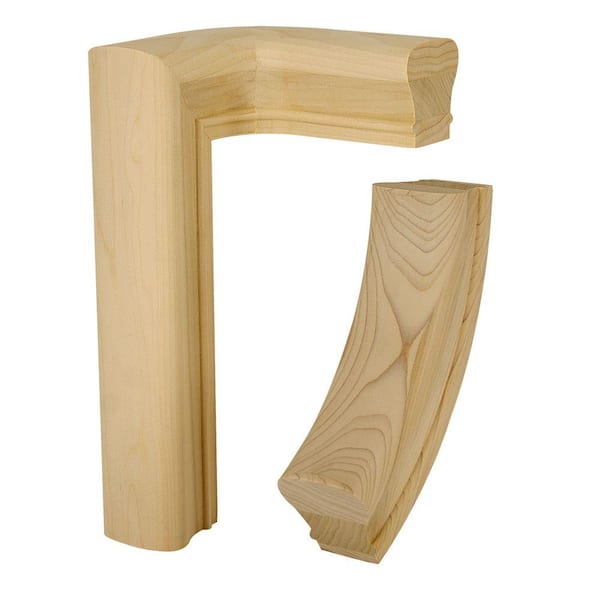 EVERMARK Stair Parts 7076 Unfinished Poplar Right-Hand 2-Rise Quarter Turn Handrail Fitting