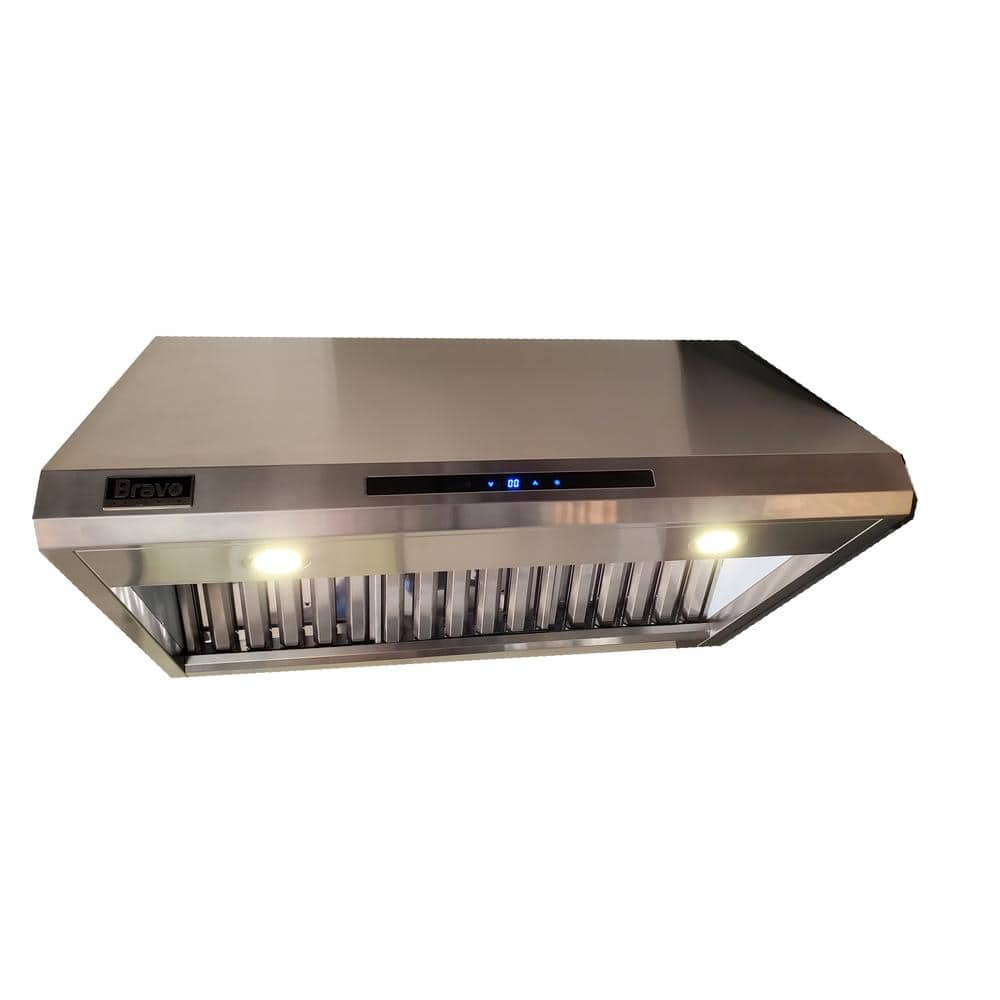 Bravo KITCHEN 36 in. 850 CFM Ducted Top Round Vent Under Cabinet with Light Range Hood in Stainless Steel