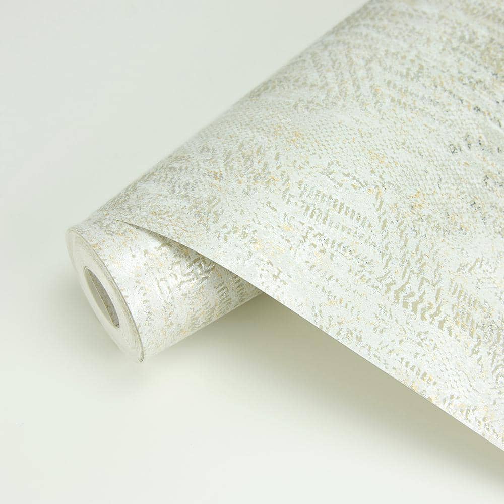 Luster White and Gold Distressed Non-Woven Wallpaper