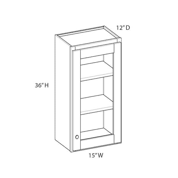 Unbranded Norfolk Shaker 15 in. W x 36 in. H x 12 in. D in Painted White Plywood Assembled Glass Door Wall w/ Finished Interior