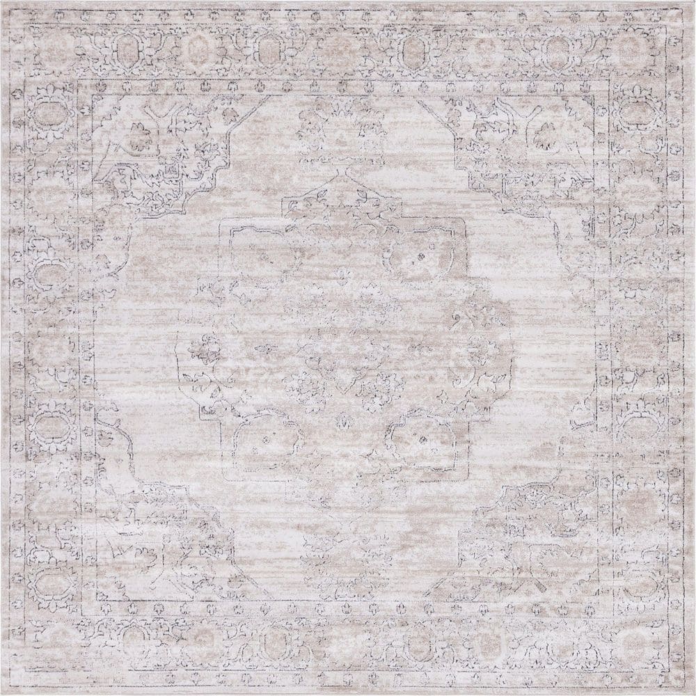 Unique Loom Portland Canby Ivory/Beige 8 ft. x 8 ft. Square Area Rug 3147304 The Home Depot