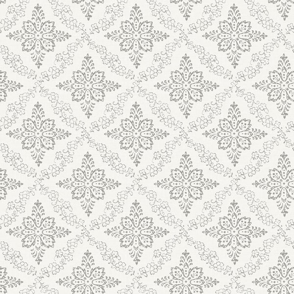 Chesapeake Wynonna Light Grey Geometric Floral Light Grey Paper Strippable Roll (Covers 56.4 sq. ft.)