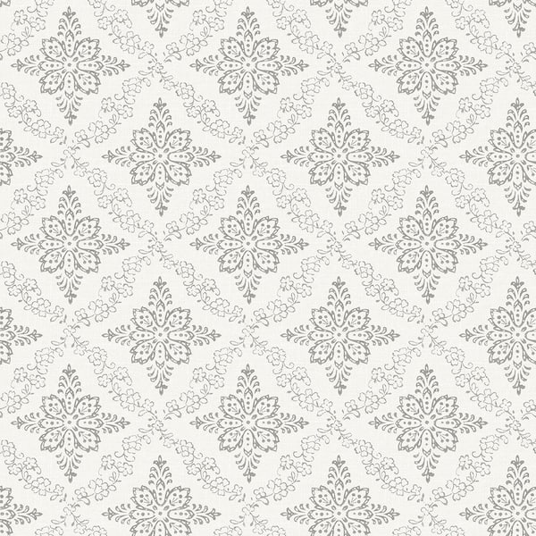 Chesapeake Wynonna Light Grey Geometric Floral Light Grey Wallpaper Sample