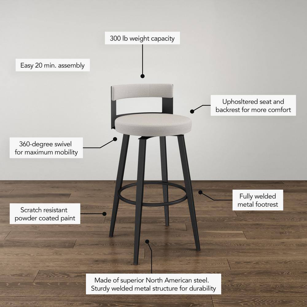 Paramont 30" Greige Faux Leather Swivel Bar Stool