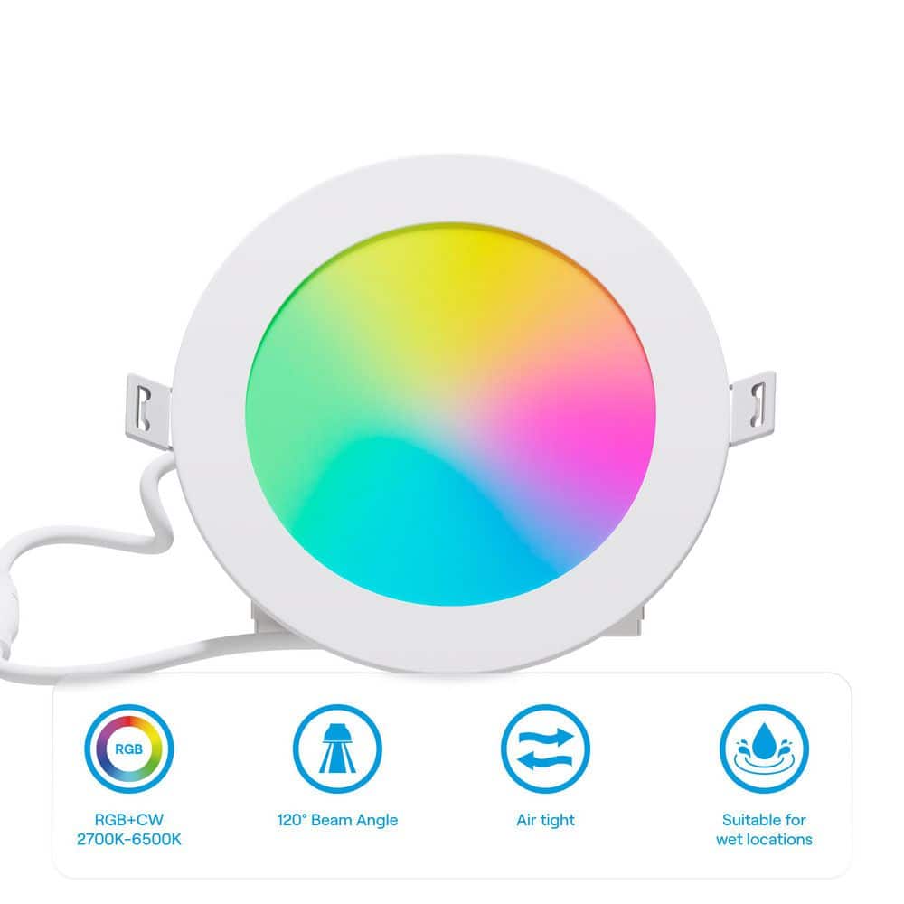 4-Inch White Matte LED Smart Recessed Lighting Kit with Color Temperature Control