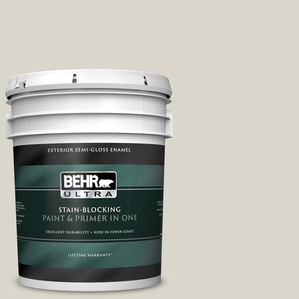 BEHR ULTRA 5 gal. #UL200-9 Silver Moon Semi-Gloss Enamel Exterior Paint and Primer in One