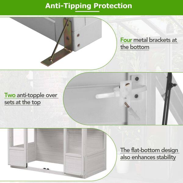 4.8 ft. W x 2.4 ft. D Outdoor Wooden Shed Greenhouse Cold Frame