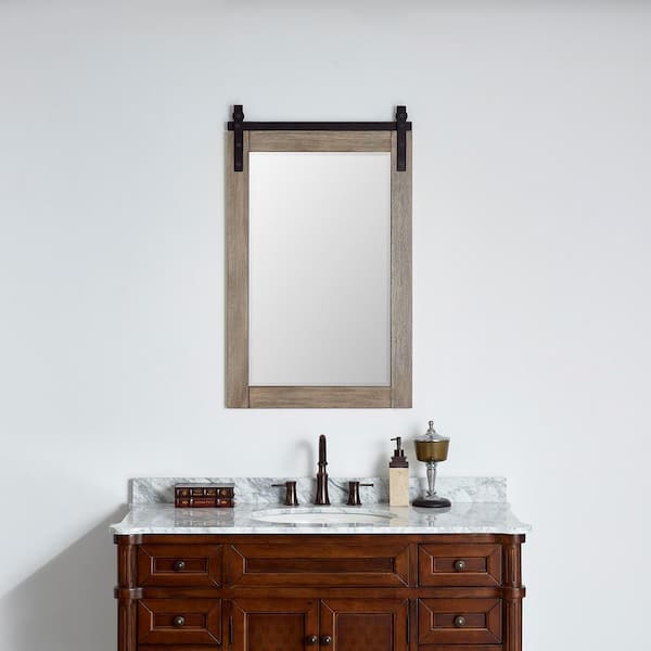 ROSWELL Cortes 24 in. W x 39.4 in. H Rectangular Framed Wall Bathroom Vanity Mirror in Grey