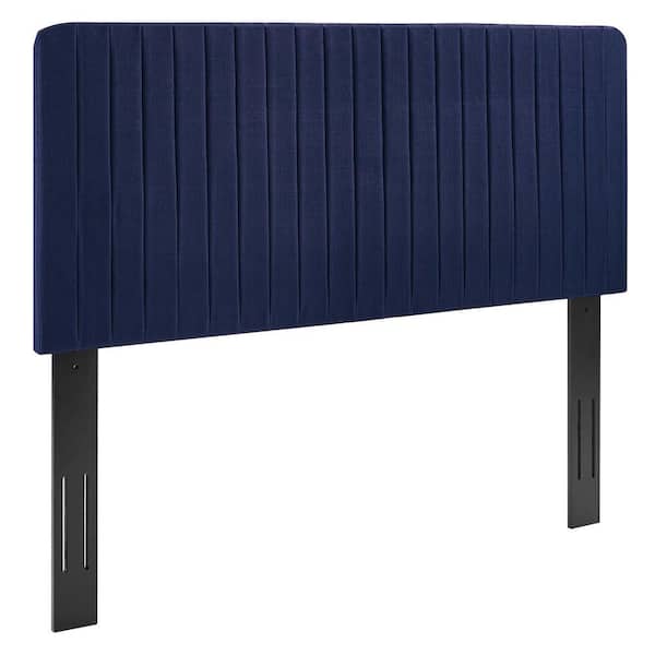 MODWAY Milenna Royal Blue Channel Tufted Upholstered Fabric Twin Headboard