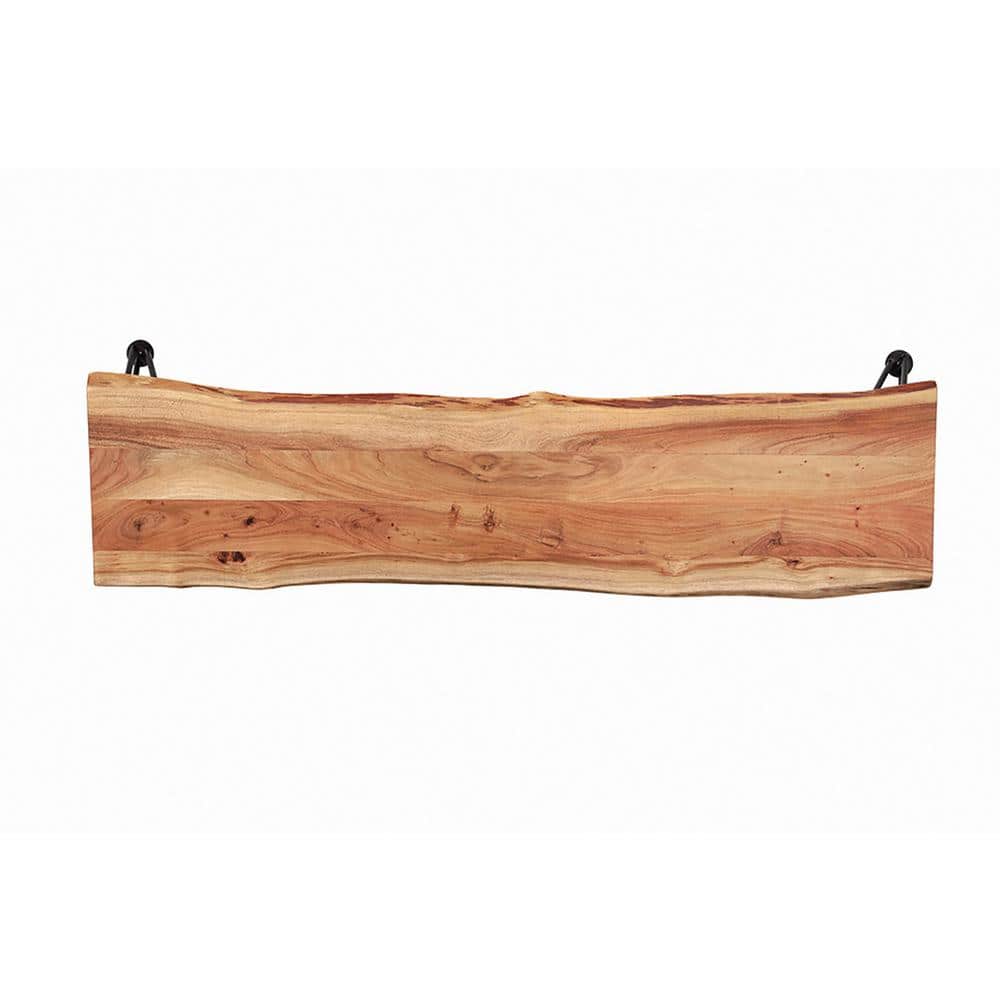 Sherman Rustic Industrial Natural Acacia Dining Bench with Gunmetal Hairpin Legs