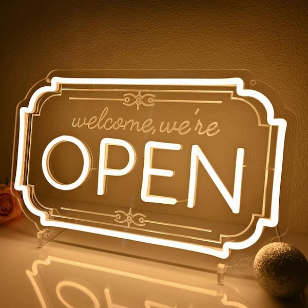 Afoxsos LED Neon Open Sign Dimmable Warm White USB Powered Indoor
