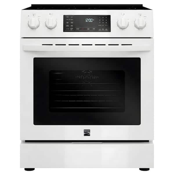 30 in. 4 Element Slide-In Electric Range in White with Air Fryer