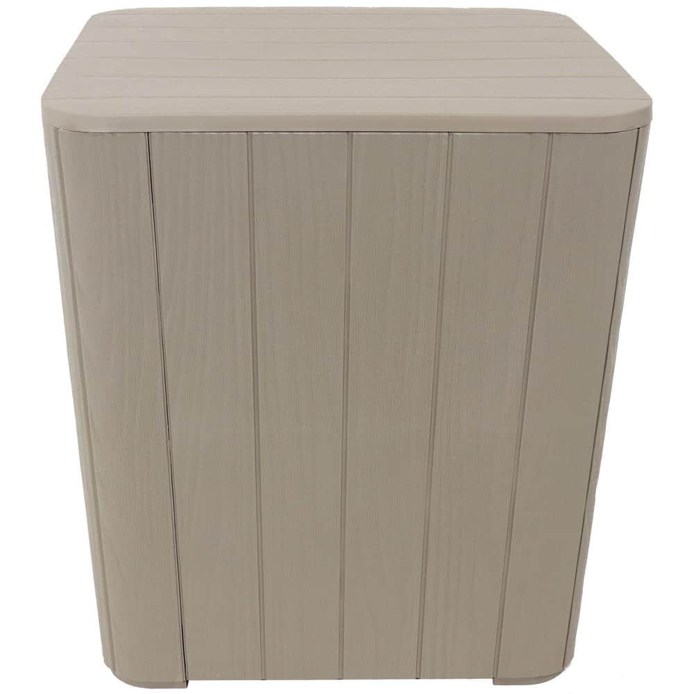 Driftwood Faux Wood Outdoor Storage Side Table with 11.5-Gallon Capacity
