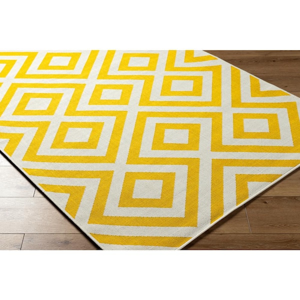 Alfresco Yellow/White Modern 6 ft. x 9 ft. Indoor/Outdoor Area Rug