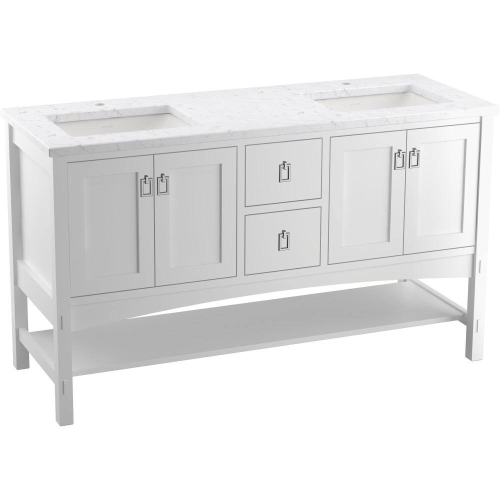 KOHLER Marabou 60 in. W x 22 in. D x 35 in. H Double Sink Freestanding Bath Vanity in Linen