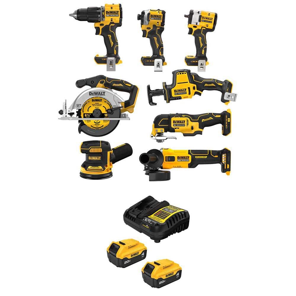 DEWALT 20-Volt MAX Lithium-Ion Cordless Combo Kit (8-Tool) with (2) 4.0 Ah Batteries and Charger (DCK880WCB204-2C)