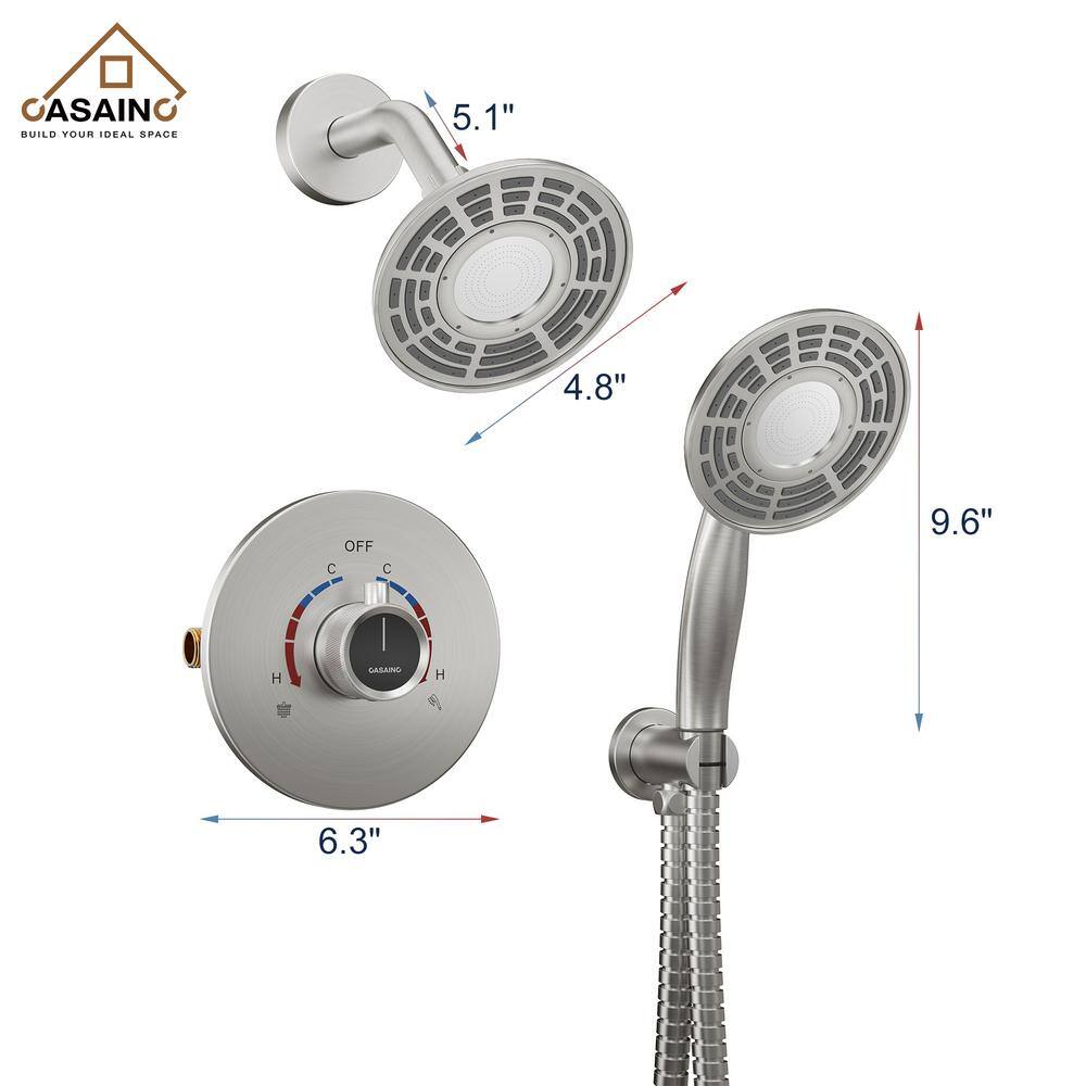 Brushed Nickel Dual-Function Wall Mounted Shower System