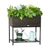 Outsunny Elevated Steel Brown Raised Garden Bed with Rattan Wicker Look ...