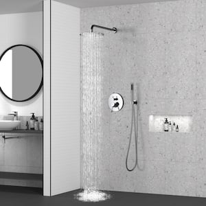 1-Spray Patterns Round 2-Function 10 in. Wall Mount Dual Shower Heads with Handheld in Chrome