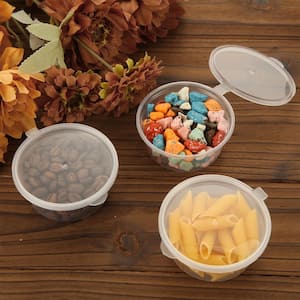 300-Pack 4 oz. Clear Plastic Portion Cups Food Storage Containers with Attached Hinged Leakproof Lids Disposable