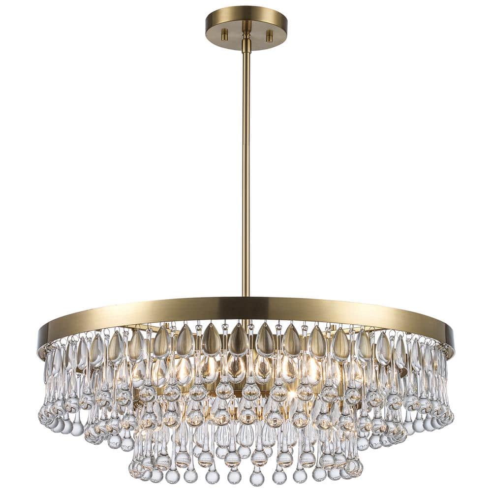 Home Decorators Collection Bedell 4-Light Brass and Tiered Crystal Pendant Light Fixture with Hanging Crystal Beaded Shade RS2207234-3 - The Home Home Decorators Collection Bedell 4-Light Brass and Tiered Crystal Pendant Light Fixture with Hanging Crystal Beaded Shade RS2207234-3 - The Home