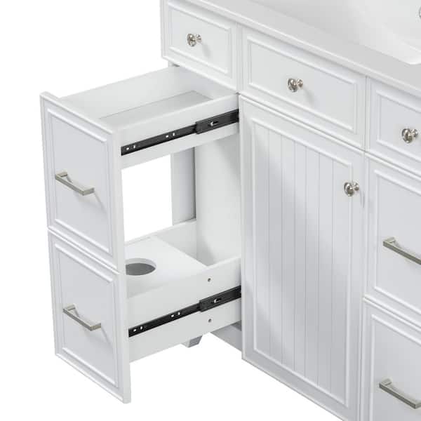Virubi 36 in. W Single Sink Bath Vanity in White with White