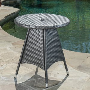 Corsica 28.35 in. Grey Round Metal Outdoor Bistro Table