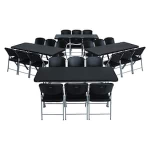 28-Piece Black Stackable Folding Table Set