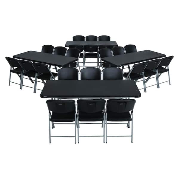 Lifetime 28-Piece Black Stackable Folding Table Set