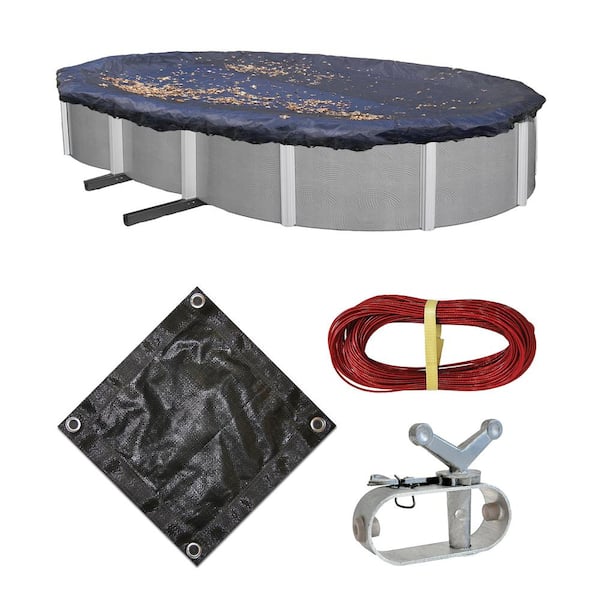 Blue Wave 16 ft. x 32 ft. Oval Black Rugged Mesh Above Ground Winter Pool Cover