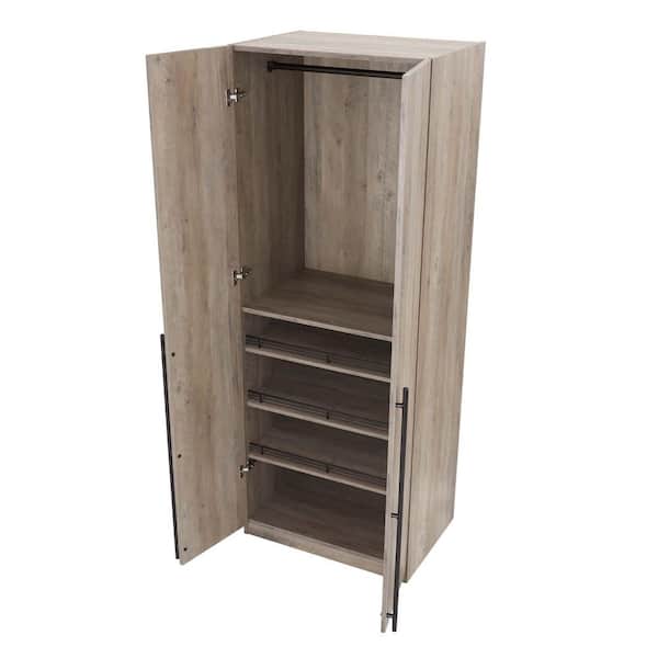 Manhattan Comfort Lee Rustic Grey 63 in. Freestanding Wardrobe