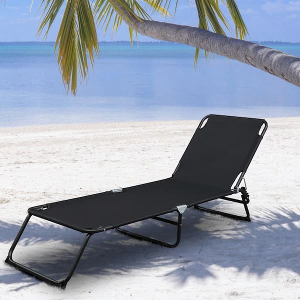 VINGLI Patio Folding Chaise Lounge Chair, Adjustable 4 Levels